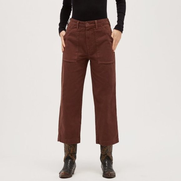 Lacausa Brushed Stella Trousers - Chocolate - utility straight pants - Picture 4 of 4